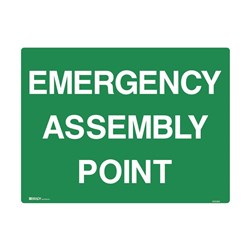 Metal Emergency Sign 300x450 Emergency Assembly Point Green White